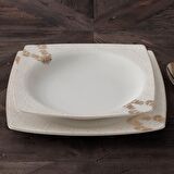 Caroline 5629 85 Parça 12 Kişilik Klasik Kare Bone Porselen Yemek Takımı