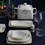 Güral Porselen Caroline 56861 85 Parça 12 Kişilik Klasik Yuvarlak Bone Porselen Yemek Takımı 