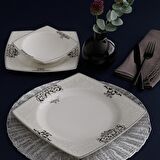 Güral Porselen Caroline 56861 85 Parça 12 Kişilik Klasik Yuvarlak Bone Porselen Yemek Takımı 
