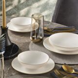 Atina 26 Parça 6 Kişilik Modern Yuvarlak Bone Porselen Yemek Takımı