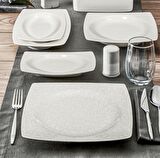 Caroline 6109 62 Parça 12 Kişilik Modern Kare Bone Porselen Yemek Takımı