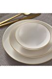 Atina 24 Parça 6 Kişilik Modern Yuvarlak Bone Porselen Yemek Takımı