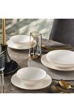 Atina 24 Parça 6 Kişilik Modern Yuvarlak Bone Porselen Yemek Takımı