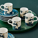 Güral Porselen Camelia 12 Parça 6 Kişilik Kahve Fincan Takımı 67092 Mavi