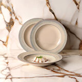 GÜRAL PORSELEN Valeron 6 Adet 22 Cm Çukur Yemek Tabağı Reaktif Agate