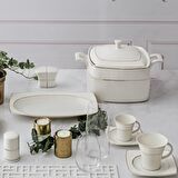 Caroline 5113 85 Parça 12 Kişilik Modern Kare Bone Porselen Yemek Takımı