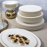 Harika 29 26 Parça 6 Kişilik Modern Yuvarlak Bone Porselen Yemek Takımı