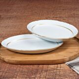 GÜRAL PORSELEN -  SOPRANO 2 ADET 25 cm GOLD KAYIK TABAK