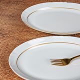 GÜRAL PORSELEN -  SOPRANO 2 ADET 30 cm KAYIK TABAK - GOLD