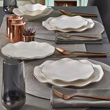 Nesrin 26 Parça 6 Kişilik Modern Yuvarlak Bone Porselen Yemek Takımı