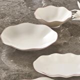 Nesrin 26 Parça 6 Kişilik Modern Yuvarlak Bone Porselen Yemek Takımı
