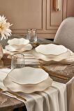 Nesrin 24 Parça 6 Kişilik Modern Yuvarlak Bone Porselen Yemek Takımı