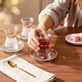 GÜRAL PORSELEN Güral Cam 12 Parça 6 Kişilik Elit Çay Takımı Altın