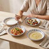 GÜRAL PORSELEN Zeytindalı Desenli 20 cm 4lü Porselen Çukur Tabak Seti