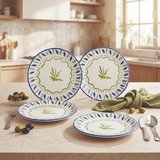 GÜRAL PORSELEN Zeytin Dalı 19 cm 4lü Porselen Pasta Tabağı Seti
