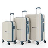 MÇS 3lü Set Kırılmaz Silikon Seyahat Valizi Bavulu V374 Kemik/Sky Blue
