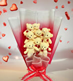 SOLE Sevgiliye Özel Kalp Led Işıklı Elegance 9 Peluş Ayıcık Buketi