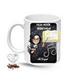 Müzik Öğretmeni Kadın Öğretmenler Günü Hediyesi İsimli Baskılı Porselen Kupa Bardak