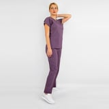 Unisex Leylak Esnek   Likralı Doktor Hemşire Scrubs Alt Üst Takım