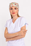 Unisex 90'lar Desenli Hemşire Cerrahi Bone Doktor Ameliyat Saç Bonesi