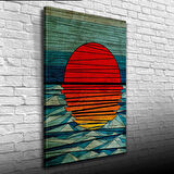 Mavi Kırmızı Soyut Günbatımı Kanvas Tablo 50 x 70