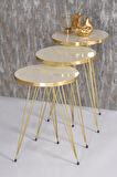 Zigon Sehpa Gold Krem Tel