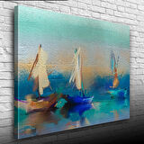 Üç Yelkenli Tekne Yağlıboya Kanvas Tablo 50 x 70