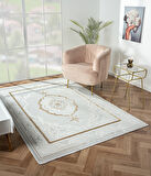 Nexus Koleksiyonu Saçaklı Halı NX001A Krem-Gold