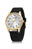 Yumuşak Silikon Kordon Rakamlı Erkek Kol Saati Siyah Gold Beyaz Renk PL-0977E4x