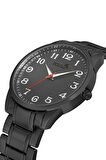 Klasik Metal Kordon Erkek Kol Saati Cüzdan Kemer Parfüm Kombin Siyah Set PL-0939E1