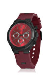 Kauçuk Kordon Metal Kasa Erkek Kol Saati Bordo Siyah Renk PL-0973E8x