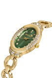 Zincir Kordon Kadın Kol Saati Zirkon Taşlı Kolye Bileklik Özel Kombin Set Gold Yeşil Renk ST-2154S4
