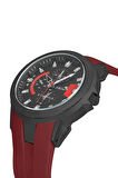 Kauçuk Kordon Metal Kasa Erkek Kol Saati Bordo Siyah Renk PL-0974E8x