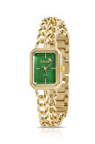 Vintage Zincir Kordon Kadın Kol Saati Gold Yeşil PL-1503B3x