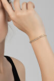 Lüx Taşlı Kadın Kol Saati Zirkon Taşlı Baget Bileklik Gold PL-1487B1