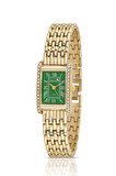 Romen Rakamlı Lüx Taşlı Vintage Kadın Kol Saati Gold Yeşil PL-1501B3x