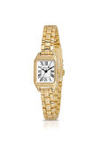 Vintage Kadın Kol Saati Zirkon Taşlı Su Yolu Asansörlü Bileklik Kombin Gold Renk PL-1522B1