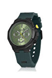 Kauçuk Kordon Metal Kasa Erkek Kol Saati Yeşil Siyah Sarı Renk PL-0973E7x