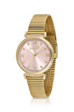 Klasik Kadın Kol Saati Gold Pembe Renk PL-1554B10x
