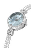 İki Inci Taşlı Görünümlü Kordon Kadın Kol Saati Beyaz Gümüş Mavi Renk Pl-1531b5x