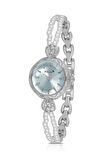İki Inci Taşlı Görünümlü Kordon Kadın Kol Saati Beyaz Gümüş Mavi Renk Pl-1531b5x