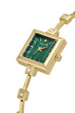 Kare Kasa Taşlı Kordon Kadın Kol Saati Gold Yeşil Renk PL-1543B3x