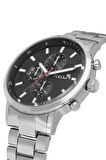 Spor Metal Erkek Kol Saati Gümüş Siyah Renk PL-0998E3x