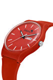 Spor Unisex Silikon Kordon Gün Ay Takvimli Kol Saati Kırmızı Renk PL-1555B4x