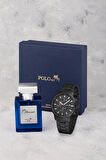 Erkek Kol Saati 55ml Parfüm Hediyelik Kutusunda Kombin Siyah Renk PL-7021E1