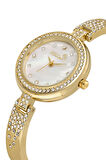 Retro Lüx Taşlı Kadın Kol Saati Zirkon Taşlı Nazar Bileklik Kombin Gold Renk PL-1536B1