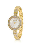 Retro Lüx Taşlı Kadın Kol Saati Zirkon Taşlı Nazar Bileklik Kombin Gold Renk PL-1536B1