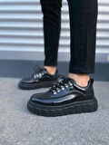 JET-010 Cloud Bağcıklı Rugan Erkek Günlük Sneaker Ayakkabı RST - Siyah