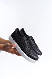 ET166 Prestige Bağcıklı Cilt Kapitone Desenli Erkek Günlük Sneaker Ayakkabı BT - Siyah