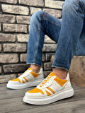 ET0548 Kalın Yüksek Beyaz Hardal Beyaz Taban Bağcıklı Spor Erkek Ayakkabı